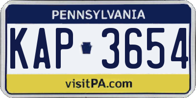 PA license plate KAP3654