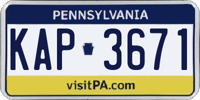 PA license plate KAP3671