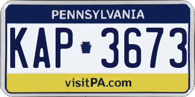 PA license plate KAP3673