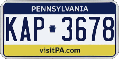 PA license plate KAP3678