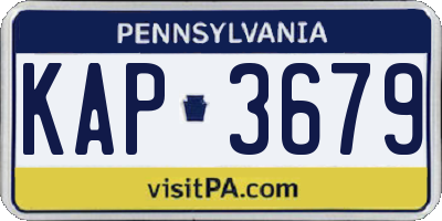 PA license plate KAP3679