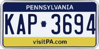 PA license plate KAP3694