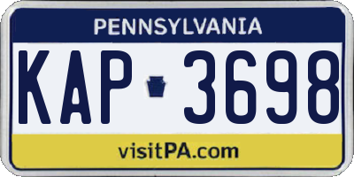 PA license plate KAP3698