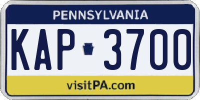 PA license plate KAP3700