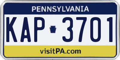 PA license plate KAP3701