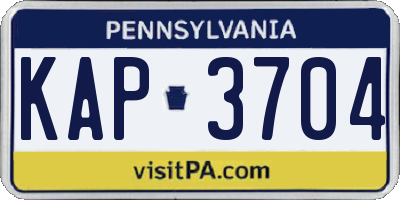 PA license plate KAP3704