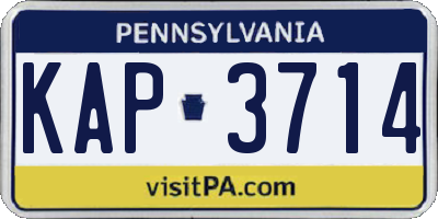 PA license plate KAP3714