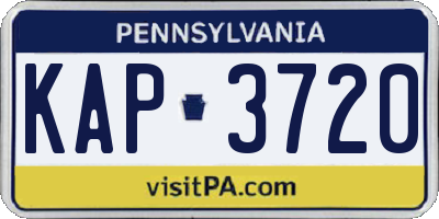 PA license plate KAP3720