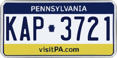 PA license plate KAP3721