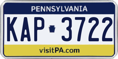 PA license plate KAP3722