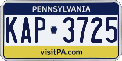 PA license plate KAP3725