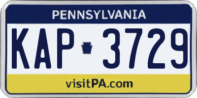 PA license plate KAP3729