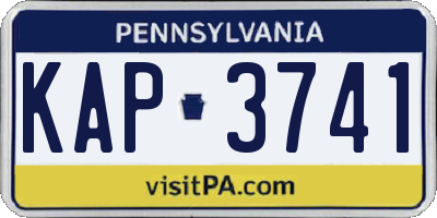 PA license plate KAP3741