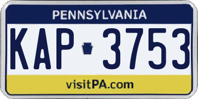 PA license plate KAP3753