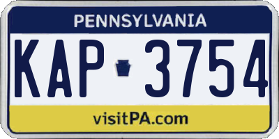 PA license plate KAP3754