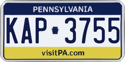 PA license plate KAP3755