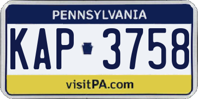 PA license plate KAP3758