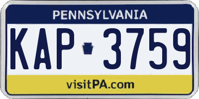 PA license plate KAP3759