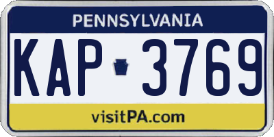 PA license plate KAP3769