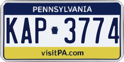 PA license plate KAP3774