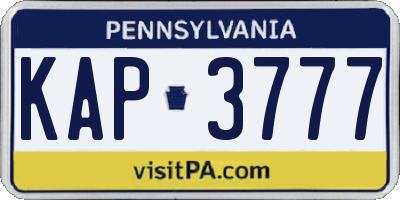 PA license plate KAP3777