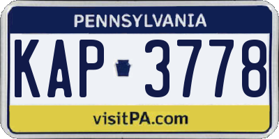 PA license plate KAP3778