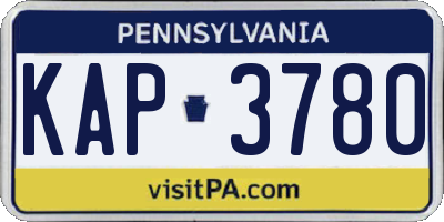 PA license plate KAP3780