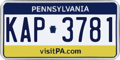 PA license plate KAP3781