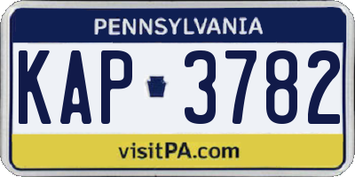 PA license plate KAP3782