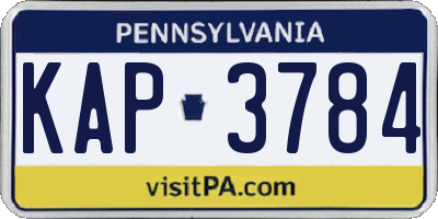 PA license plate KAP3784