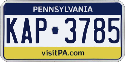 PA license plate KAP3785