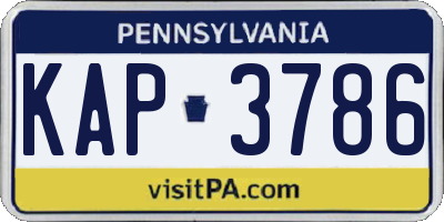PA license plate KAP3786
