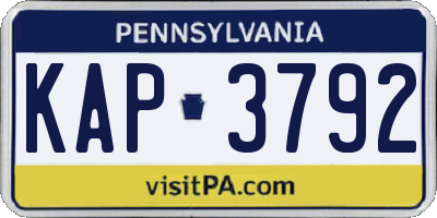 PA license plate KAP3792