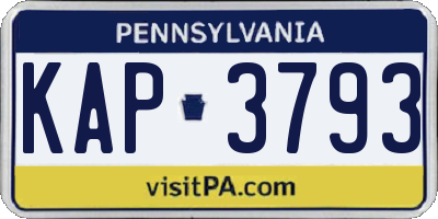 PA license plate KAP3793