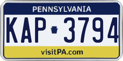 PA license plate KAP3794