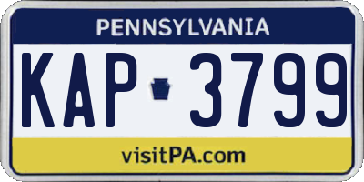 PA license plate KAP3799