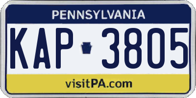 PA license plate KAP3805