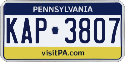 PA license plate KAP3807