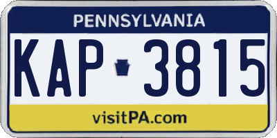 PA license plate KAP3815