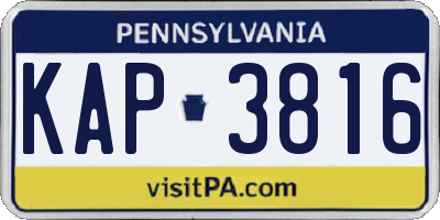 PA license plate KAP3816