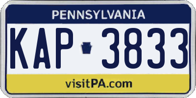 PA license plate KAP3833