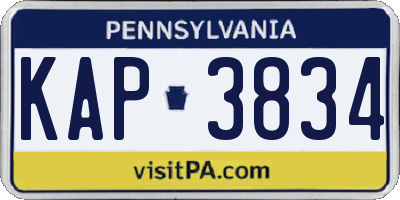 PA license plate KAP3834