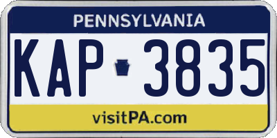 PA license plate KAP3835