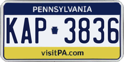 PA license plate KAP3836