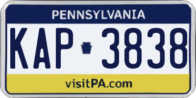 PA license plate KAP3838
