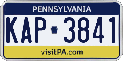 PA license plate KAP3841