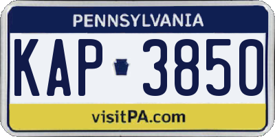 PA license plate KAP3850