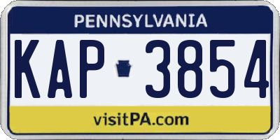 PA license plate KAP3854