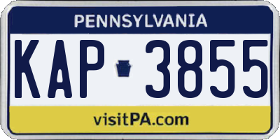 PA license plate KAP3855