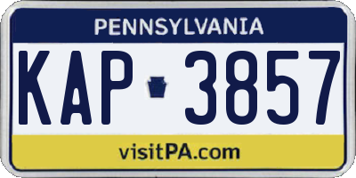 PA license plate KAP3857